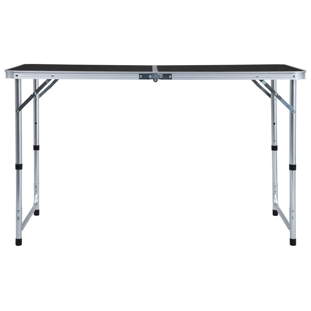 Grauer Campingtisch klappbar aus Aluminium und MDF, x, höhenverstellbar 62, tragbar mit Tragegriff für Picknick, Terrasse, Garten und Camping