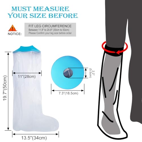 Image of Waterproof Leg Cast Cover Child for Shower Bath,Wound Barrier Bandage Protector, Watertight Cast Bag for Kids Wound Foot Knee Ankle,Part Away from Moisture, Keep Casts and Bandage Dry(Medium)