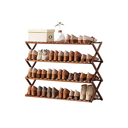 Homietina Foldable Bamboo Shoe Rack,4 Tier Shoe Rack for Entryway Multifunctional Free Standing Shoe Shelf Storage Organizer for Home,Door, Hallway,Balcony,Bedroom Homietina Foldable Bamboo Shoe Rack,4 Tier Shoe Rack for Entryway Multifunctional Free Standing Shoe Shelf Storage Organizer for Home,Door, Hallway,Balcony,Bedroom