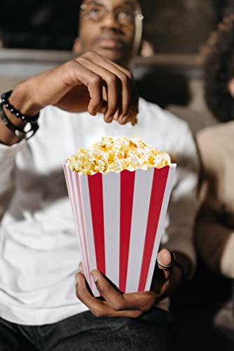 Jaojaopn Striped Popcorn Containers, 4.5 X 2.75 Mini Popcorn Boxes Snack Container Set For Movie Night Or Various Party Themes. 50 Pcs (Red And White) #TOP4