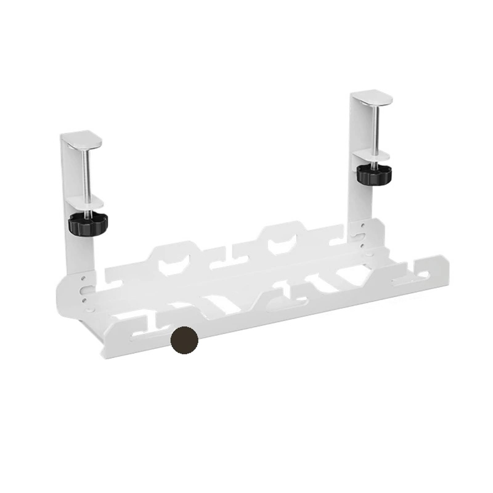 Cable Management Tray No Screws Wire Management Tray Cable Rack with Clamp Mount,Under Desk,No Drill Steel Organizers(White)