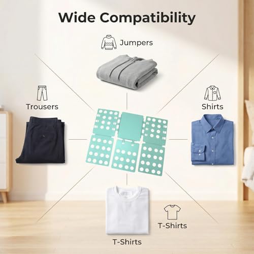 Faltbrett für Erwachsene - Innovatives und Platzsparendes Kleiderfaltbrett, Vielseitiger Organisator für T-Shirts, Hemden und Mäntel, Verstellbares und Langlebiges Design in Grün für Effektive Kleidun