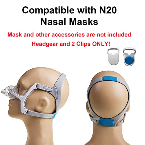 LALASTAR Replacement Headgear Strap for N20 Nasal Pillow CPAP Mask, CPAP Headgear Compatible with N20, Adjustable Headband with Two Clips, Medium Size