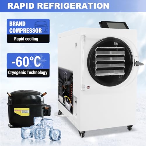 ZZKD -60℃ Vacuum Freeze Dryer,Freeze Dryer Machine For Home,Food Freeze Dryer With Rotary Vane Vacuum Pump,Food Grade Freeze-Dried Fruit Candy Fish Milk, One Freeze-Drying Area Of 0.46㎡.