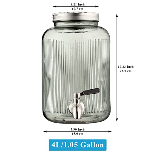 Berglander Glass Drink Dispenser For Fridge, 1 Gallon Beverage Dispenser With Leakproof Stainless Steel Spigot, Water, Laundry Detergent, Juice Dispenser For Bbq, Picnic, Parties And Events (Blue) #TOP1
