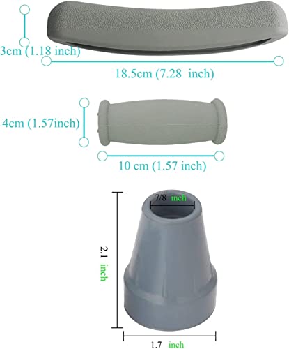 Replacement Crutch Pads,Faithful Medical Padding for Walking Arm Crutches,for Adults,for armpits,Hand Grips,and Feet Caps,Fits Standard Aluminum Crutches 6 Pieces-Set (Gray)