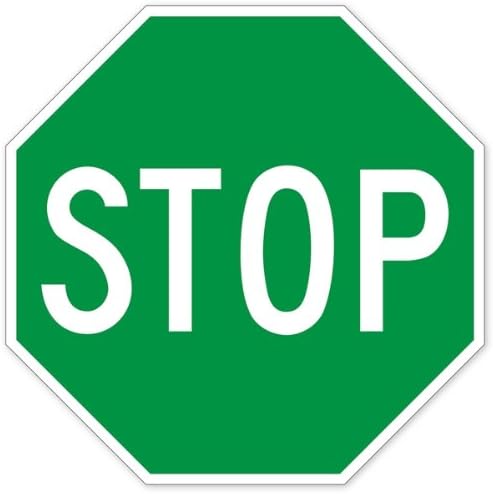 Peel & Stick Traffic and Street Sign Wall Decals: Green Stop Sign (24 in x 24 in)