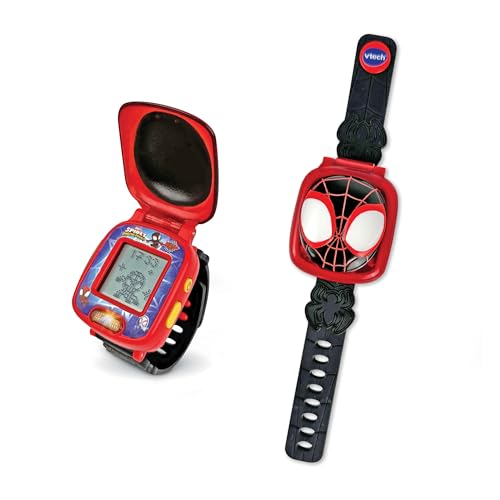 VTech - Relógio educativo de Spin, Spidey e sua superequipa, brinquedo crianças + 3 anos, voz original, jogos educativos, cronómetro, alarme e esferas personalizáveis, versão ESP