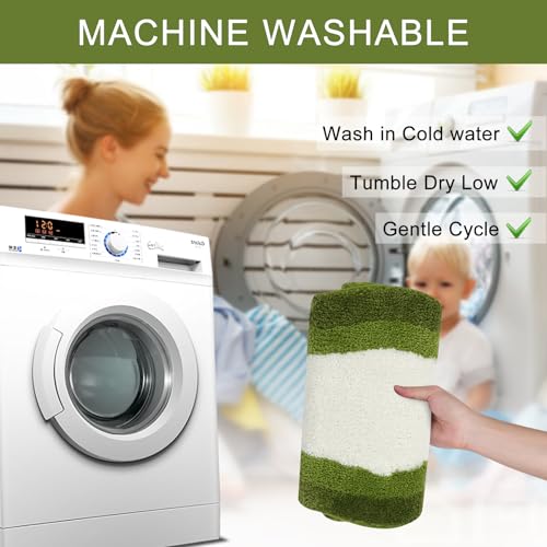 HAOCOO Luxury Soft Large Bathroom Rugs, 24x59 Inch Long Bathroom Rugs Non Slip Washable, Green Irregular Shaped Rug Absorbent Bathroom Mat for Bedroom Bathtub Sink Shower by HAOCOO - Image 6