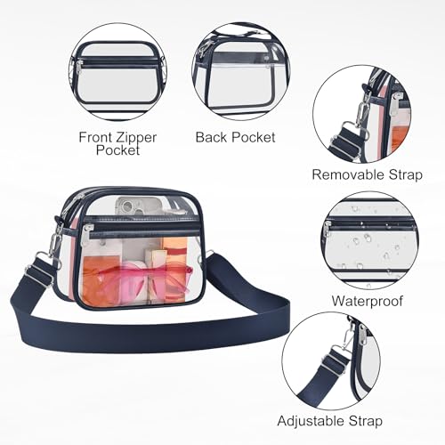 Image of USPECLARE Clear Bag for Stadium Events Clear Sports Fan Handbags Purses | Unisex 0.4 mm Thickened Waterproof PVC,Approved for Concerts,Game Days,Outdoor Events