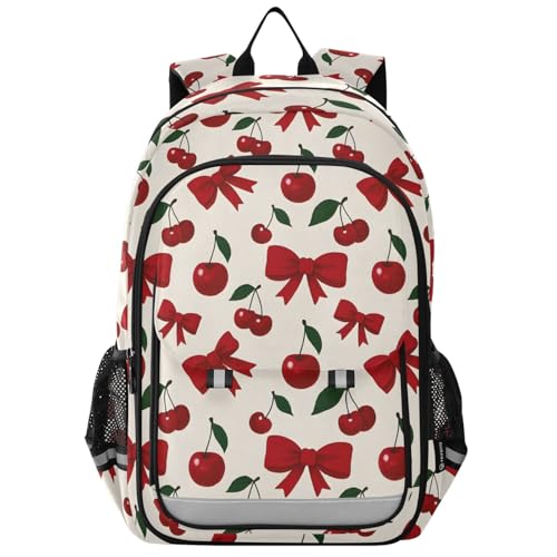 Sac à dos pour ordinateur portable enfants à motif cerises et nœuds