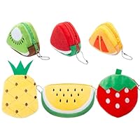 Sxutop 6 Stück Plüsch Münzbeutel Münzgeldbörse in Obstform Kleine Wassermelone Geldbörse Damen Kawaii Plüsch Portemonnaie Coin Purse Mädchen Mini Tasche Kinder für Kleingeld Kopfhörer Schlüssel