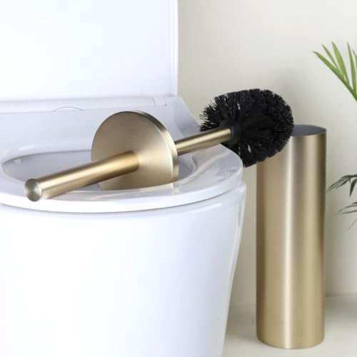 Brosse WC manche long PRETYZOOM en acier avec base chic