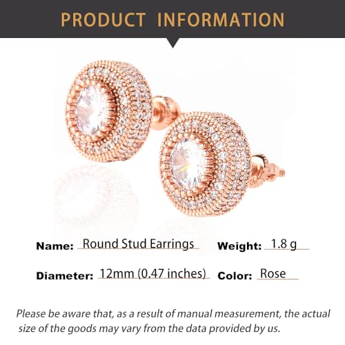 14K Gold Round Densely Set Moissanite Earrings, Hip-Hop Style Earrings, Perfect for Celebrating Milestones or Urban Fashion Lovers,Dad Gift2