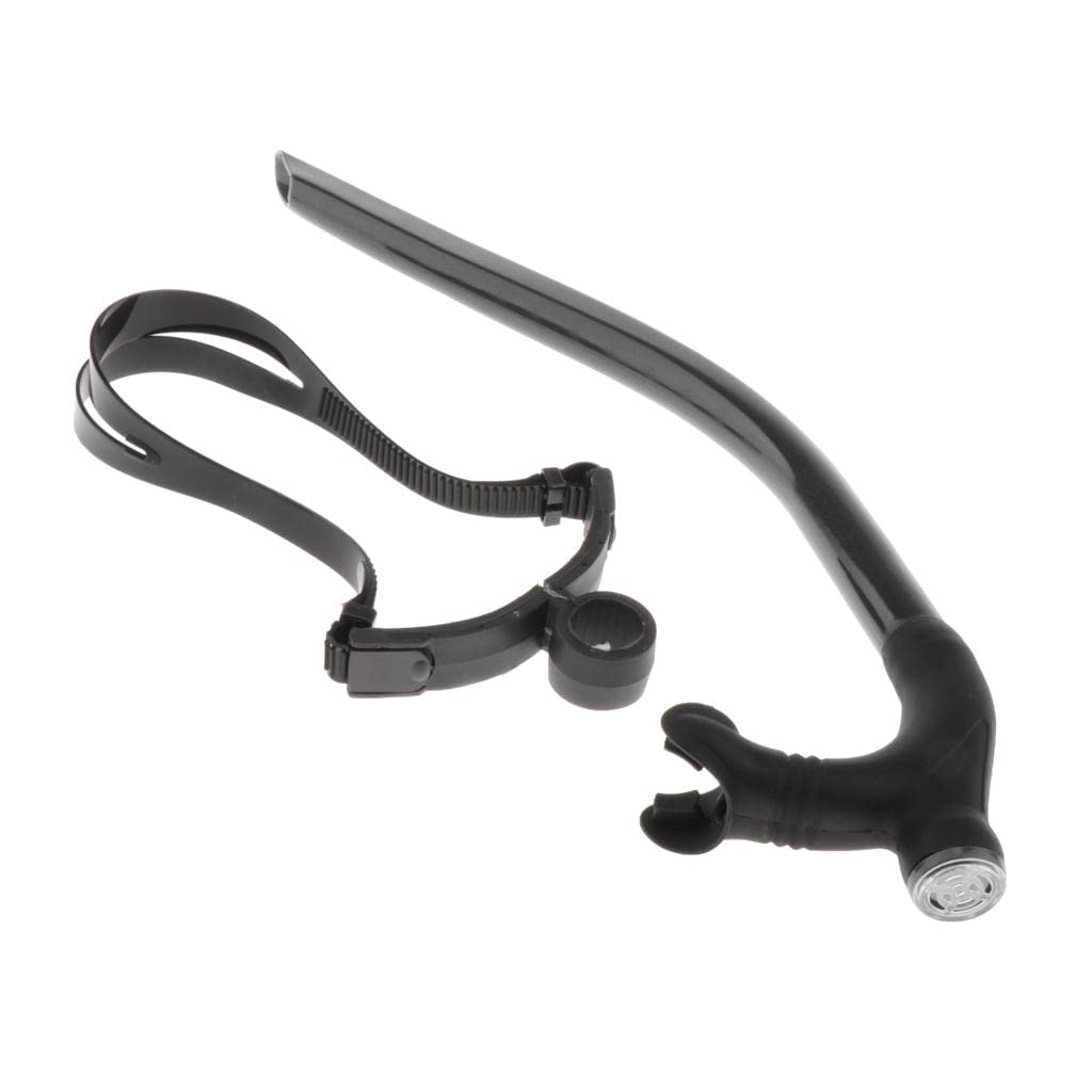 SM SunniMix Dry Snorkel Swimming Front Breathing Tube Training, Adults Snorkel Diving Tube for Snorkeling and Scuba Diving Black - Image 3