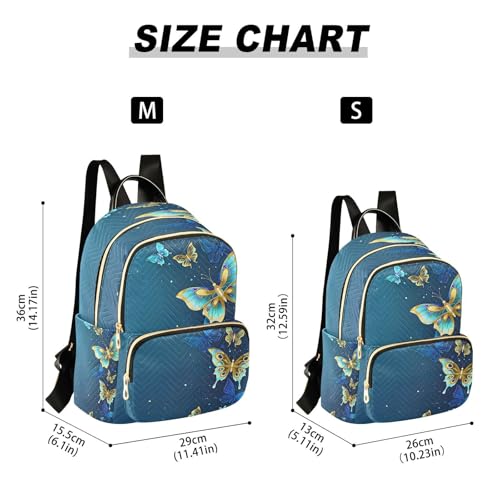 Image of ALAZA Gold Butterflies Blue Women Backpack Purse Ladies Fashion Shoulder Bag Daypack Travel Bag 7.5L