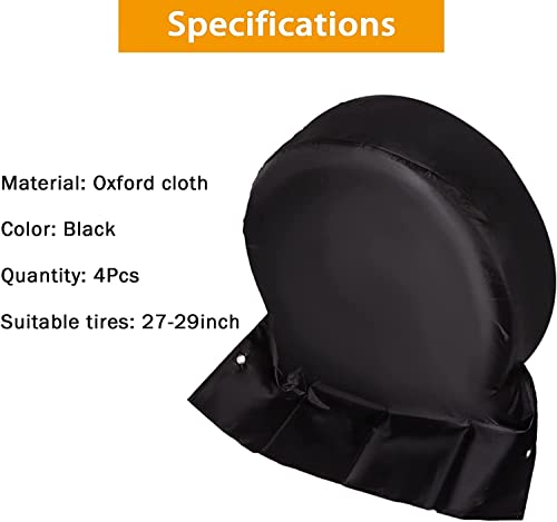 Image of Hedday 4 Pack Tire Cover, Thickened RV Waterproof Wheel Cover, Rain, Snow and Dust UV Sun Tire Wheel Protector, Universal Fits for SUV RV Camper Trucks and Trailers, Diameter 27-29 Inch (Black)