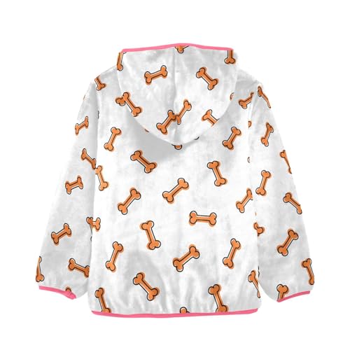 Bones Toddler Fleece Jacket Baby Girls Hooded Zipper Long Sleeve Thick Warm Outerwear 3-10 Years2