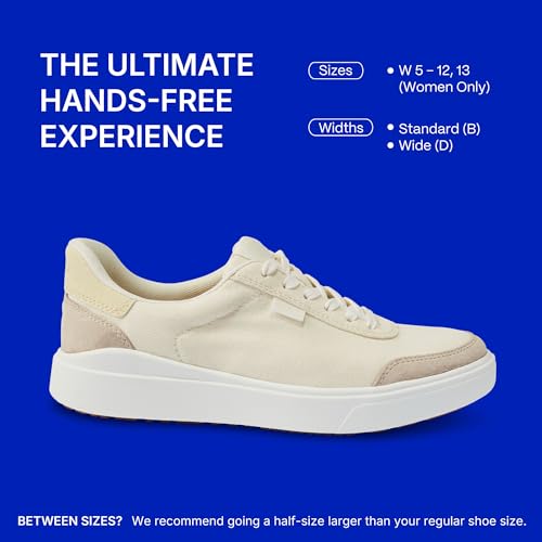 Kizik Slip On Sneakers: Prague 2 - Court Style, 4-Way Stretch Canvas with Suede Details, Casual Shoes for Women, Hands Free Convenience - Womens Regular Width4