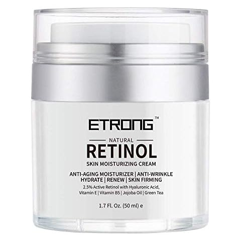 Retinol Moisturizer Cream,ETRONG Anti-aging Wrinkle Night/Day Cream for Face and Eye with 2.5% Retinol,Hyaluronic,Vitamin E and Jojoba Oil (50 ml) Cover