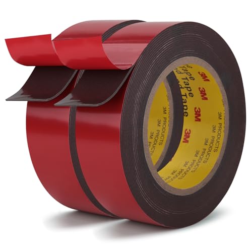 Image of 3M Double Sided Tape, Heavy Duty, 2 inch x 13.8Ft, 4611, Gray 2 Pack | Heavy Duty, Acrylic Permanent Adhesive, Waterproof Foam Tape for Home Office, Deco Automotive Metal Glass Bonding