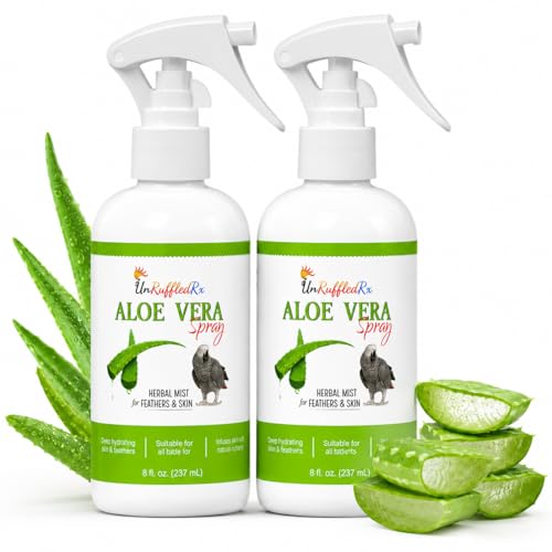 UnRuffledRx Aloe Vera Bird Spray for Parrots 2-Pack | Gentle Daily Support for Itchy Skin, Scratching, Dry Feathers & Feather Comfort | Fragrance Free & Safe if Preened | 8 oz Bottles