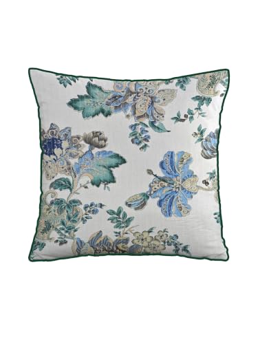Image of Pure Cotton Quilted Cushion Cover 16x16 Inch | Anokhi Print Decorative Throw Pillow Cover | Soft Cotton Sofa Cushion Cover with Hidden Zipper | Living Room Bedroom Home Decor