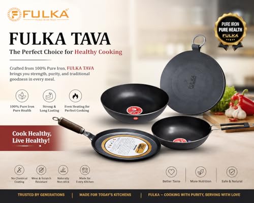 Image of FULFIT Pure Iron Dosa Tawa | 12 Inch, Pre-Seasoned Cookware | Even Heating, Naturally Non-Stick, Iron Rich Cooking, Durable Build Pre-Seasoned (Dhosa - 30CM - 1.9KG)