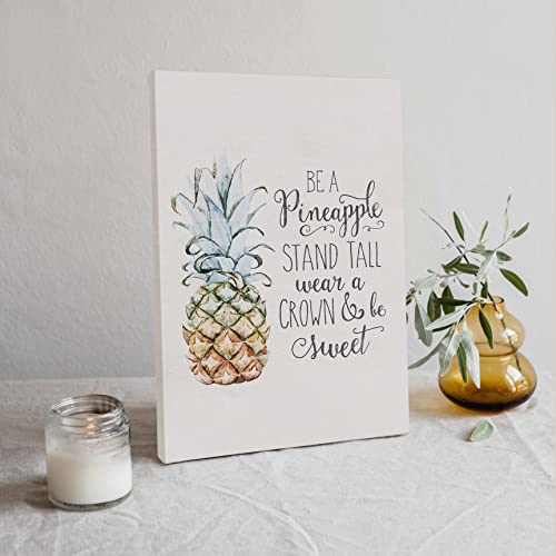 Inspirational Pineapple Summer Canvas Wall Art Prints, Be A Pineapple Stand Tall Wear A Crown And Be Sweet Paintings Prints,11X14 Inches Artwork For Daughter,Girl Bedroom Living Room Office Home Decor #TOP1