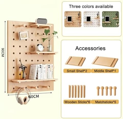 Multifunctional Modular Wood Pegboard Organizer - 1.6cm Thick Storage Panels for Tools, Crafts & Home Organization - Ideal for Bedroom, Office & Study - 60x90 cm Space-Saving Solution