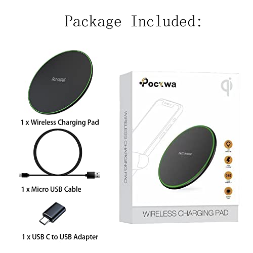 Pocxwa 10W Wireless Charger For Samsung Galaxy S22 S21 S20 S10+ S10 Plus S9+ S9 S8 S8+ S7 S6 Edge; Note 20, Note 10, Note 9, Note 8 Fast Wireless Charging Pad Station #TOP6