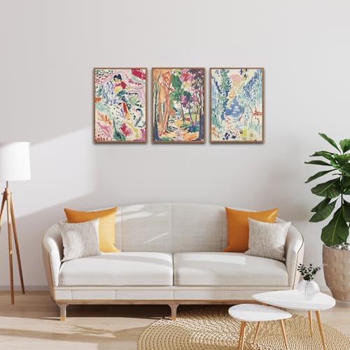 CHDITB Matisse Gallery Framed Canvas Wall Art Set, Large Museum Exhibition Wall Decor, Colourful Abstract Matisse Garden Wall Painting, Modern Matisse Forest Art Prints For Living Room, Bedroom, - 1