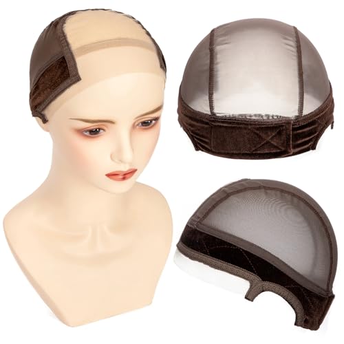 koskusder Lace Wig Caps for Women Wig Caps with Grip Band for Keeping Wigs in Place Glueless Wig Grip Cap with 4x5 Transparent Lace Non-Slip Adjustable Elastic Headband (1pcs-Brown)
