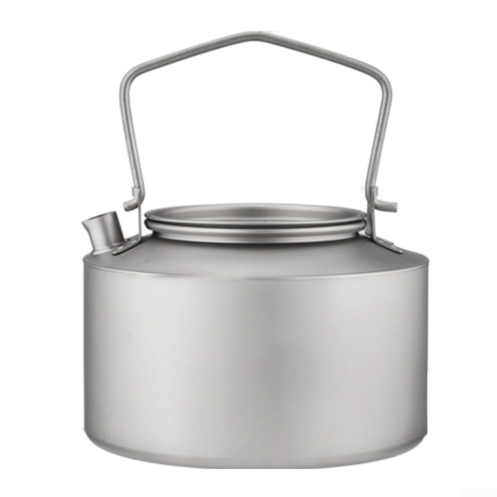 Bollitore leggero in puro titanio da 980 ml, manico pieghevole per un facile trasporto durante il campeggio e i viaggi (stile satinato)