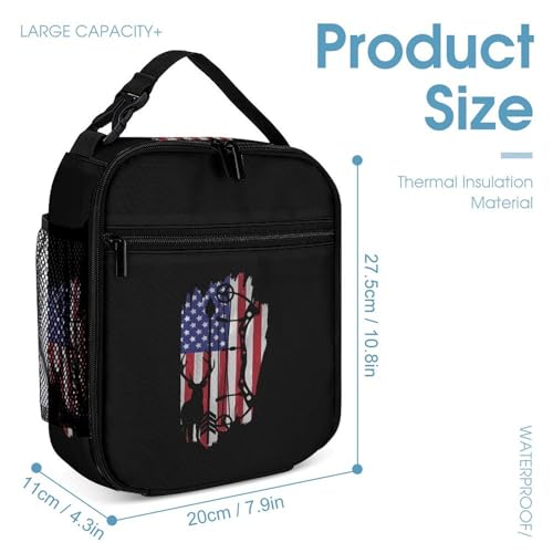 Bow Hunting U.S. Flag Cute Backpacks Set Lightweight Lunch Bag Aesthetic Pencil Cases for Travel Work4