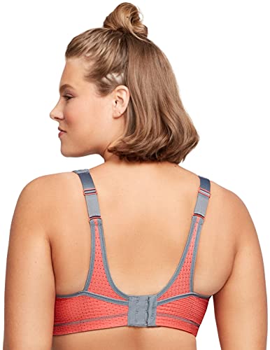 Full Figure Plus Size No-Bounce Camisole Elite Sports Bra Wirefree #1067 Gray/Coral #TOP2
