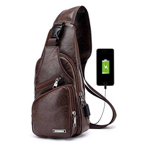 Vohoney Sac de Poitrine Homme Sacoche à Bandoulière Sacs a Dos Porté épaule Travers Sac Rétro...