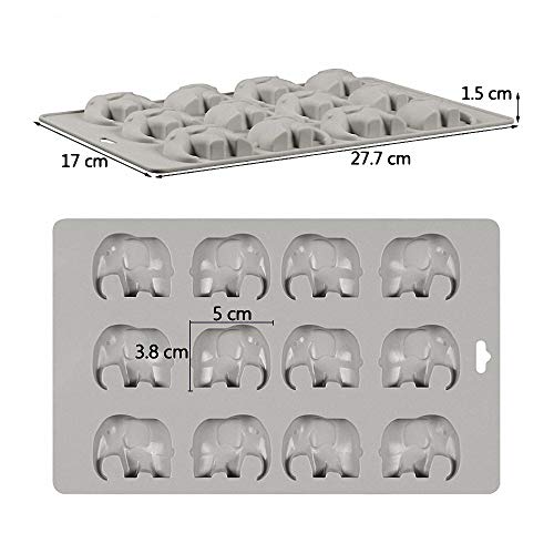 12 Cavities Elefante Chocolate Doce Molde de Silicone Goma Gordura Bomba Molde Resina Argila Mini Sa