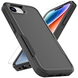 for iPhone 16E / iPhone 17E Case: Dual Layer Protective Heavy Duty Cell Phone Cover Shockproof Rugged with HD Screen Protector - Military Protection Bumper Tough - for iPhone 16E / iPhone 17E, Black