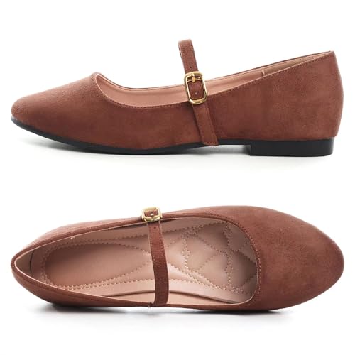 Image of LUXINYU Women's Slip on Flats,Classy Round Toe Solid Classic Mary Jane Ballet Dance Shoes Soft Comfortable PU Flat Shoes