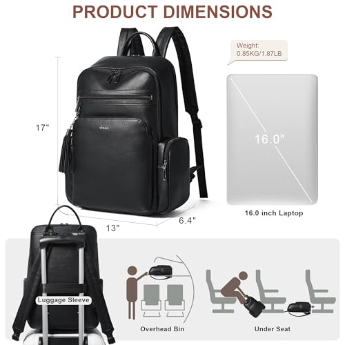 Mochila para portátil Shrrie para mujer Negro miniatura 5
