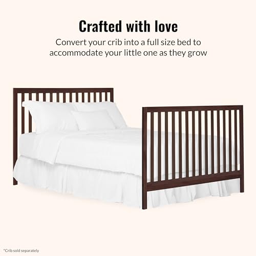 Image of Dream On Me Universal Crib to Full Size Bed Conversion Kit, Solid Wood Bed Rails for Select Convertible Cribs, Strong & Stable Support, Espresso