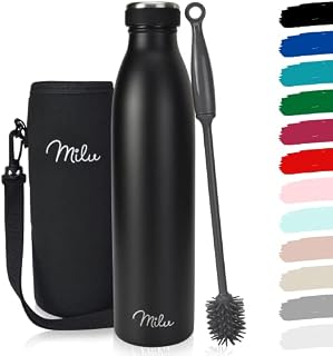 Milu Stainless Steel Vacuum Insulated Water Bottle - 500ml, 750ml, 1l - Double Wall Metal Flask, for Hot, Cold & Carbonated Drinks (Stainless Steel, 500ml)