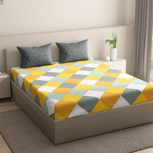 Image of Wakefit Fitted 144TC 100% Cotton Printed Bedsheet, Mario King Size (72x70 Inches / 1.8mx1.8m) with 2 Pillow Covers Free