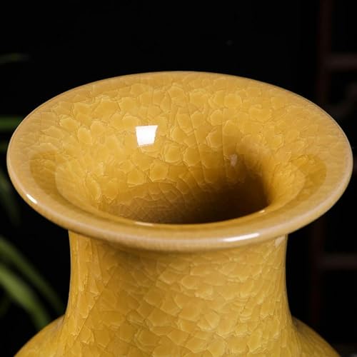 Vase en céramique jaune craquelé, idée cadeau artisanal idéal - 3