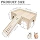 Chingcoo Meerschweinchen Haus, Groß Meerschweinchen Zubehör, Meerschweinchen Hamster Haus aus Holz, Kaninchenhaus, Meerschweinchen Spielzeug, Meerschweinchen Haus mit Rampe 4 Eingänge, 38 x 25 x 18 cm