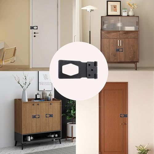Image of 2PCS Keyed Hasp Lock, 2.5'' Zinc Alloy Hasp Latches, Black Twist Knob Keyed Locking Hasp for Cabinet Small Door