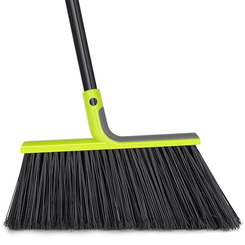 TidyBliss ほうき 屋外ヘビーデューティ，143cm高さ 業務用ソフトブラシ ホウキ テラス 庭 ポーチ デッキ 店舗 レストラン ガレージ 住宅ロビー 堅木張りの床用(緑)