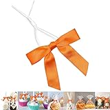 GUIFIER 50 Pack 3' Satin Twist Tie Bows, Twist Bows for Treats, Ribbon Bows with Twist Ties Gift Wrap Bows, Pretied Bows Ties for Cake Pops, Baby Shower, Sweets Packaging, Party Favors, Gifts(Orange)