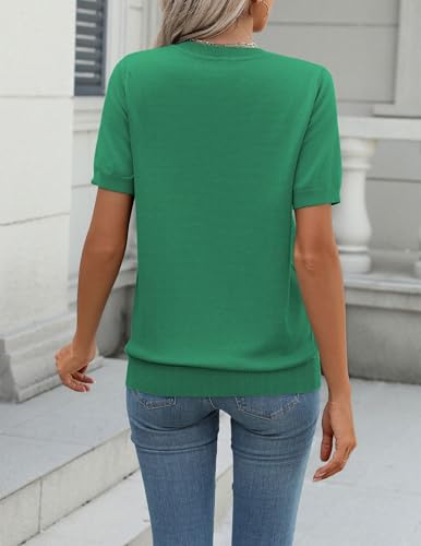 Image of Zeagoo Womens Summer Short Sleeve Tops Crew Neck Lightweight Pullover Sweaters Loose Dressy Casual Blouse Basic Clothes